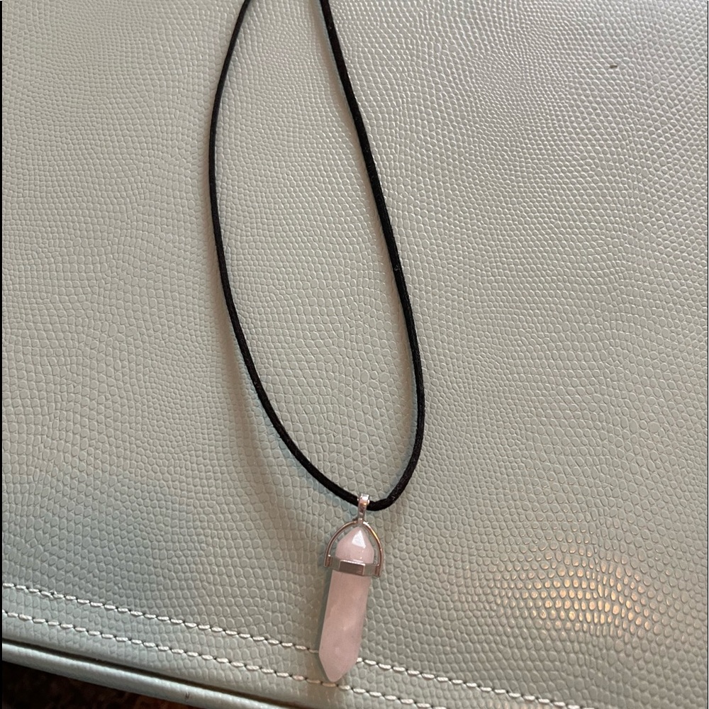 Beautiful clear Crystal necklace with black sting. Never worn!